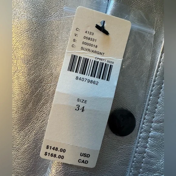 NWT Maeve by Anthropologie Colette Silver Cropped Wide-Leg Metallic Pants - Picture 7 of 13